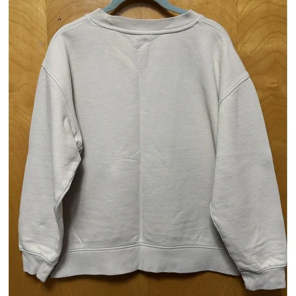Zara Womens Oversized Pocket Sweatshirt Crewneck Pullover Long‎ Sleeve Beige L - Picture 2 of 8